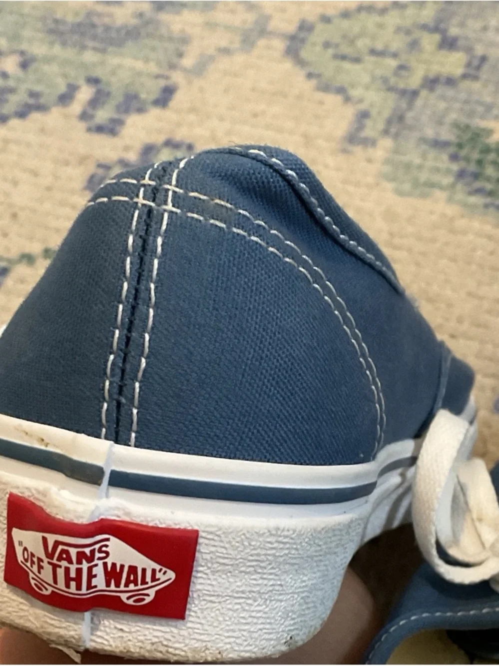 Vans Blue Low-Top Canvas Sneakers with White Laces